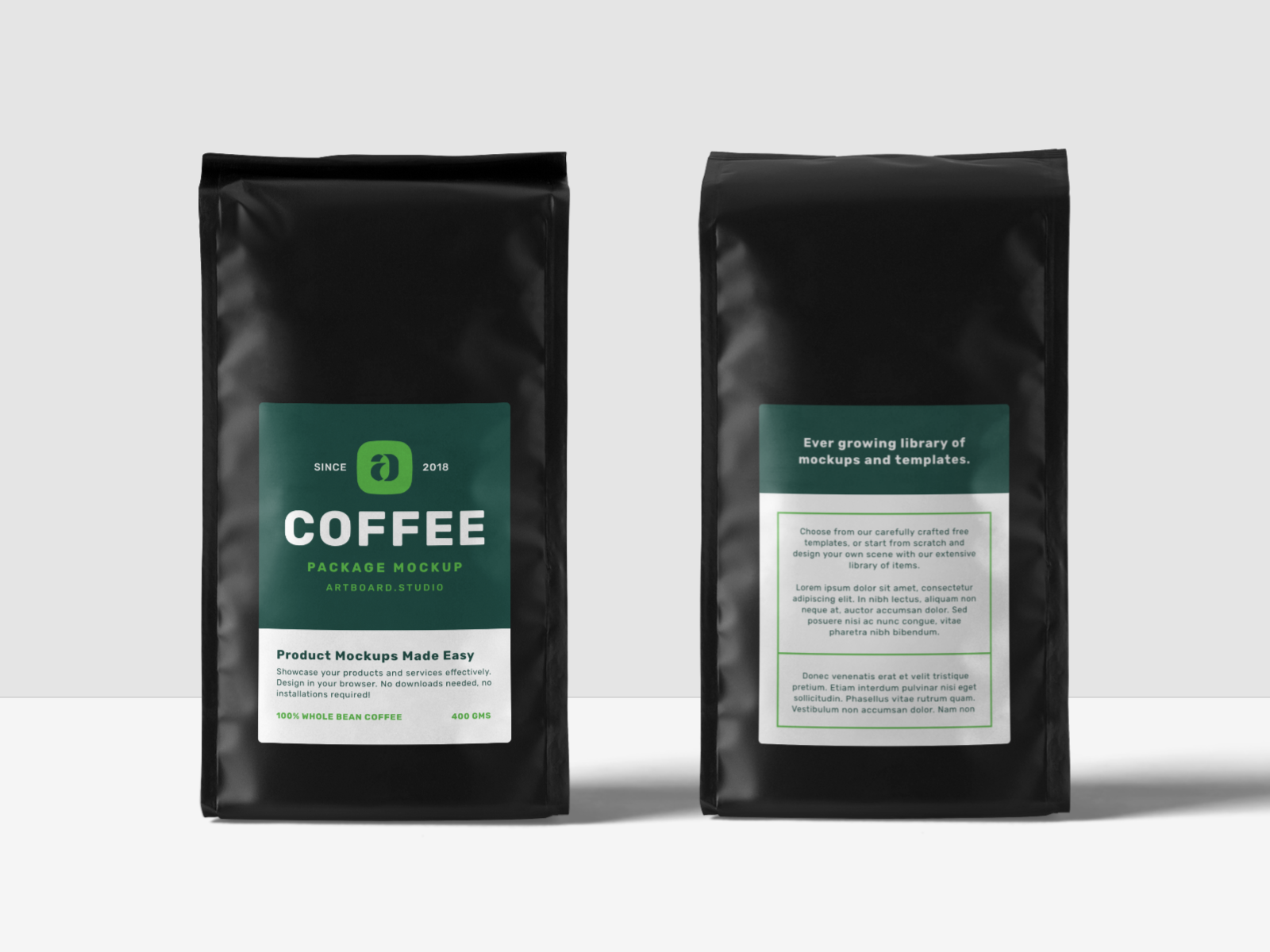 Artboard Studio Coffee Packaging Mockup Scene