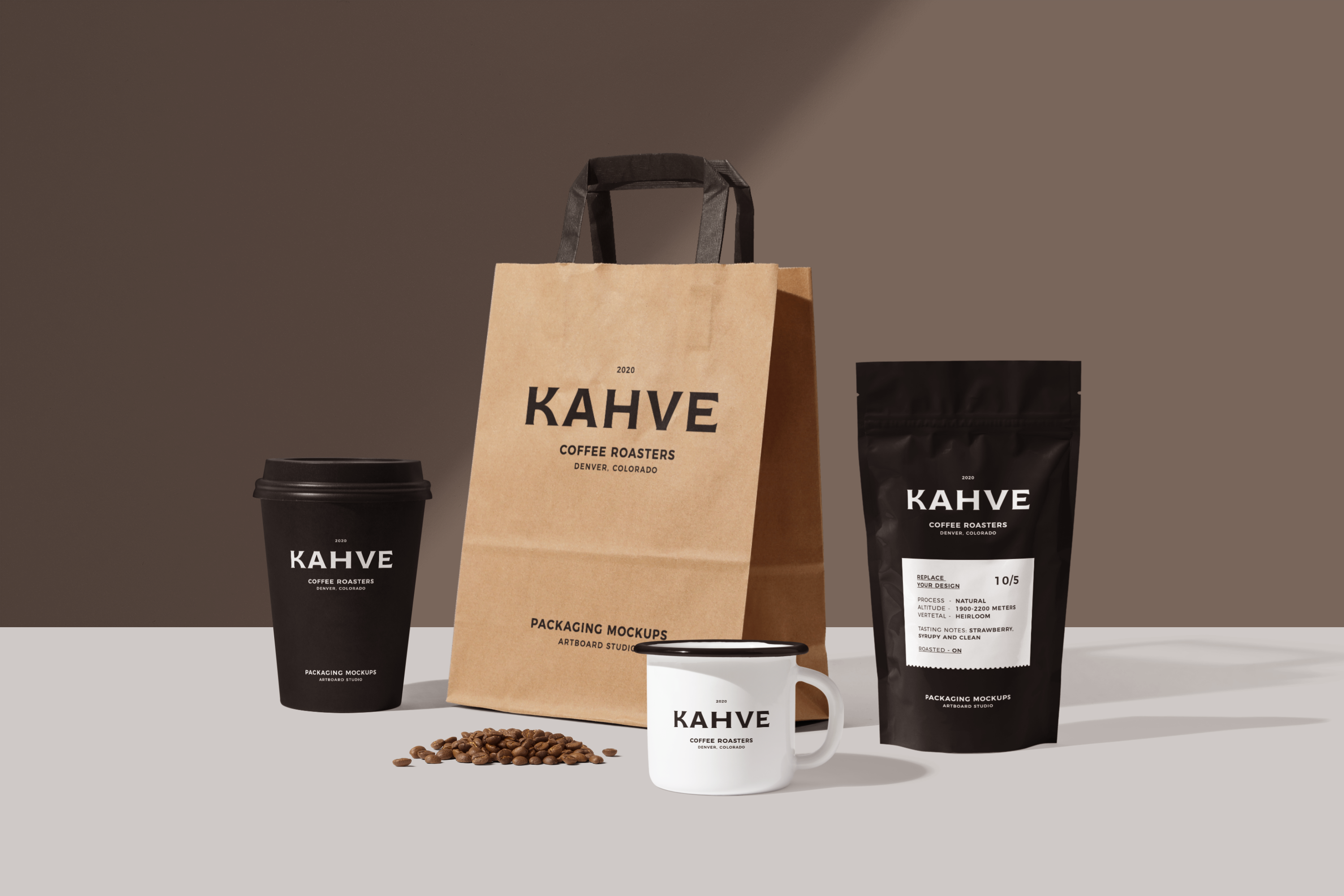 Coffee Packaging Mockup Scene Free Mockup Templates Artboard Studio