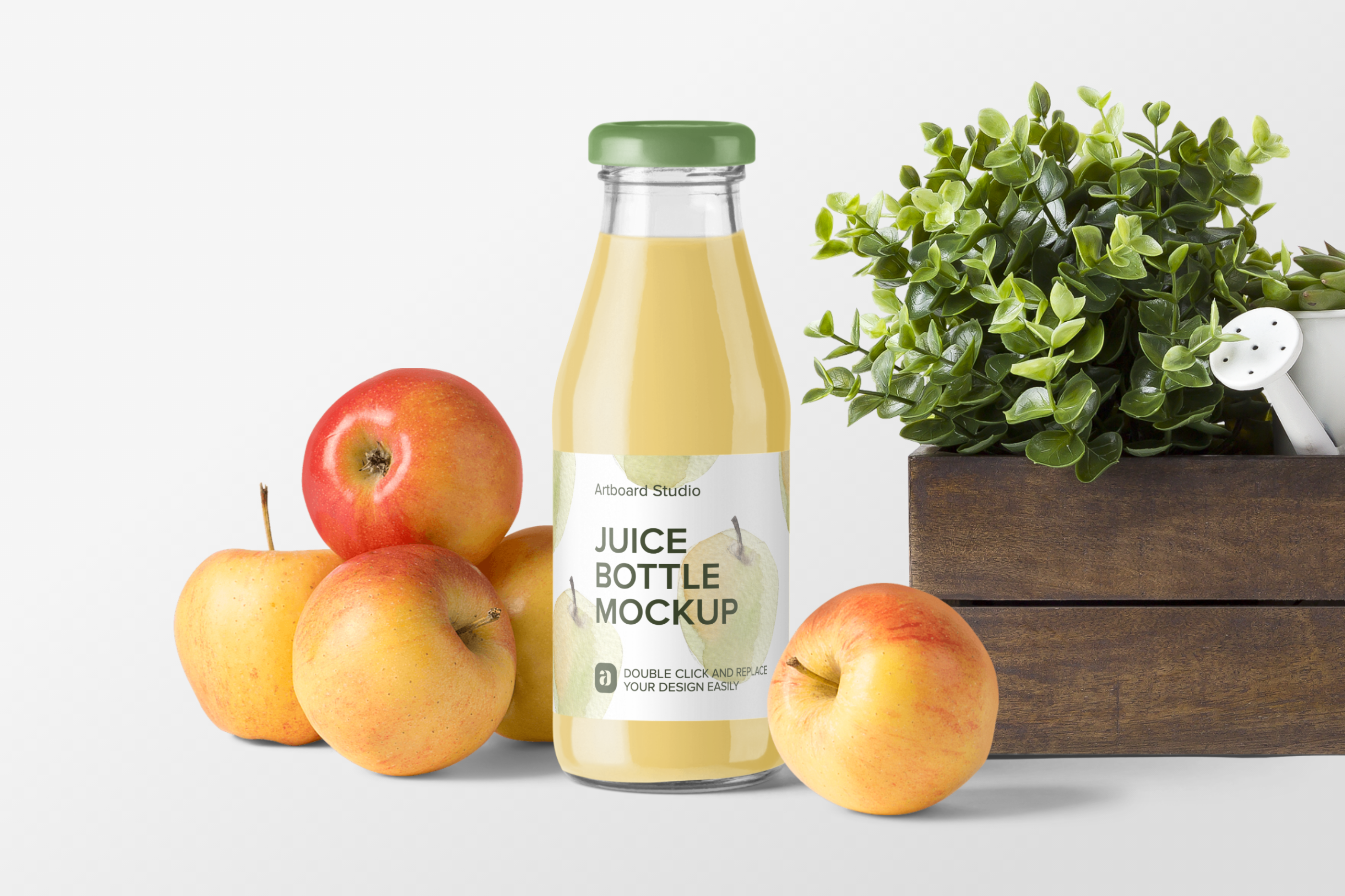 Apple Juice Bottle Mockup Scene Free Mockup Templates Artboard Studio