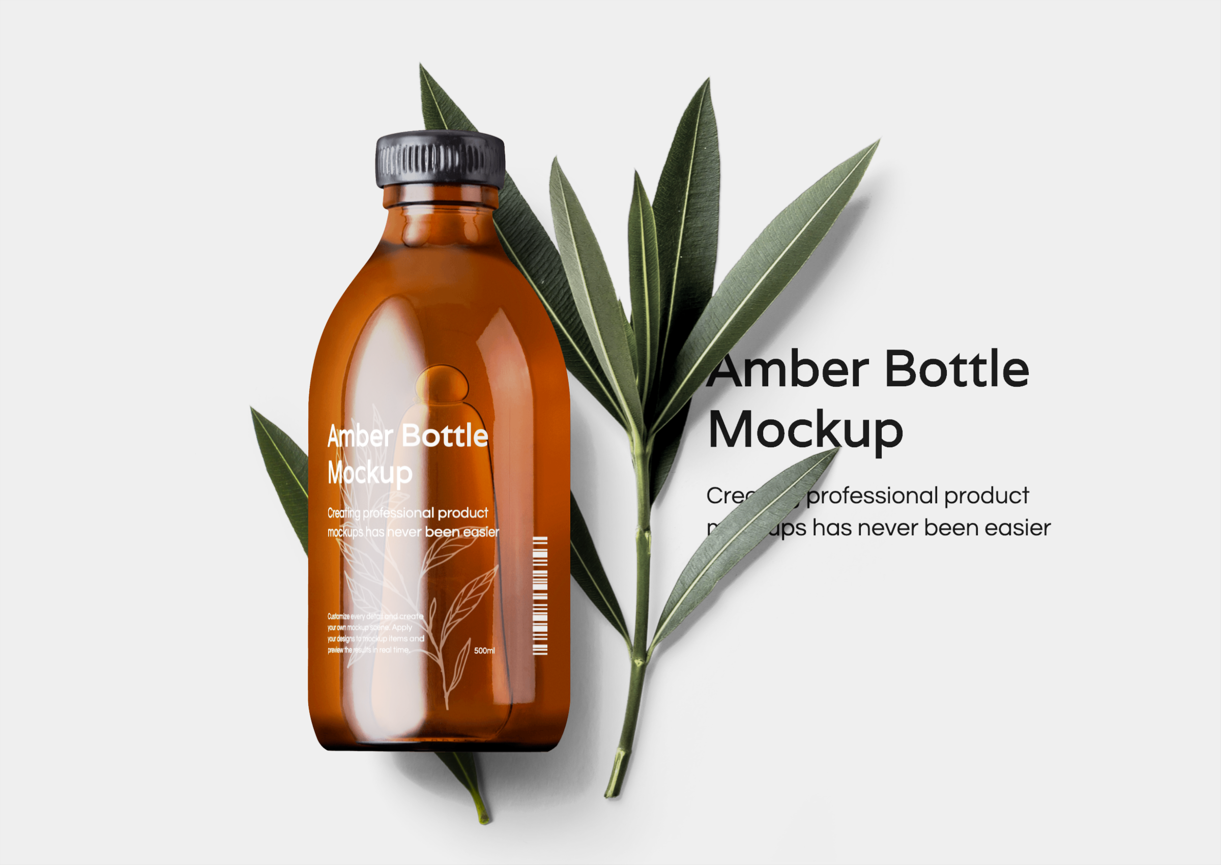 Download Free Free Mockup Templates Artboard Studio Amber Bottle Mockup Scene PSD Mockup Template