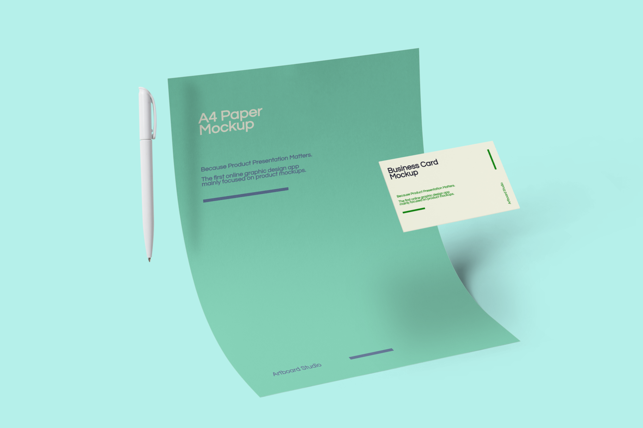 A4 Paper And Business Card Mockup Scene Free Mockup Templates Artboard Studio