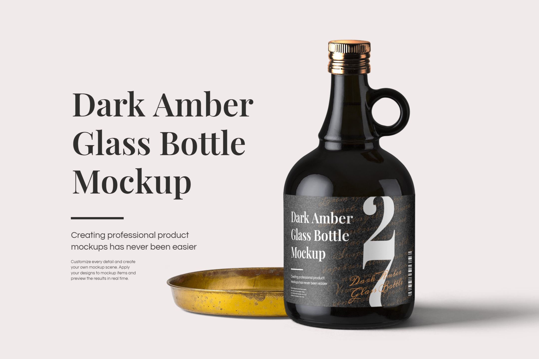 Dark Amber Glass Bottle Mockup Scene Free Mockup Templates Artboard Studio