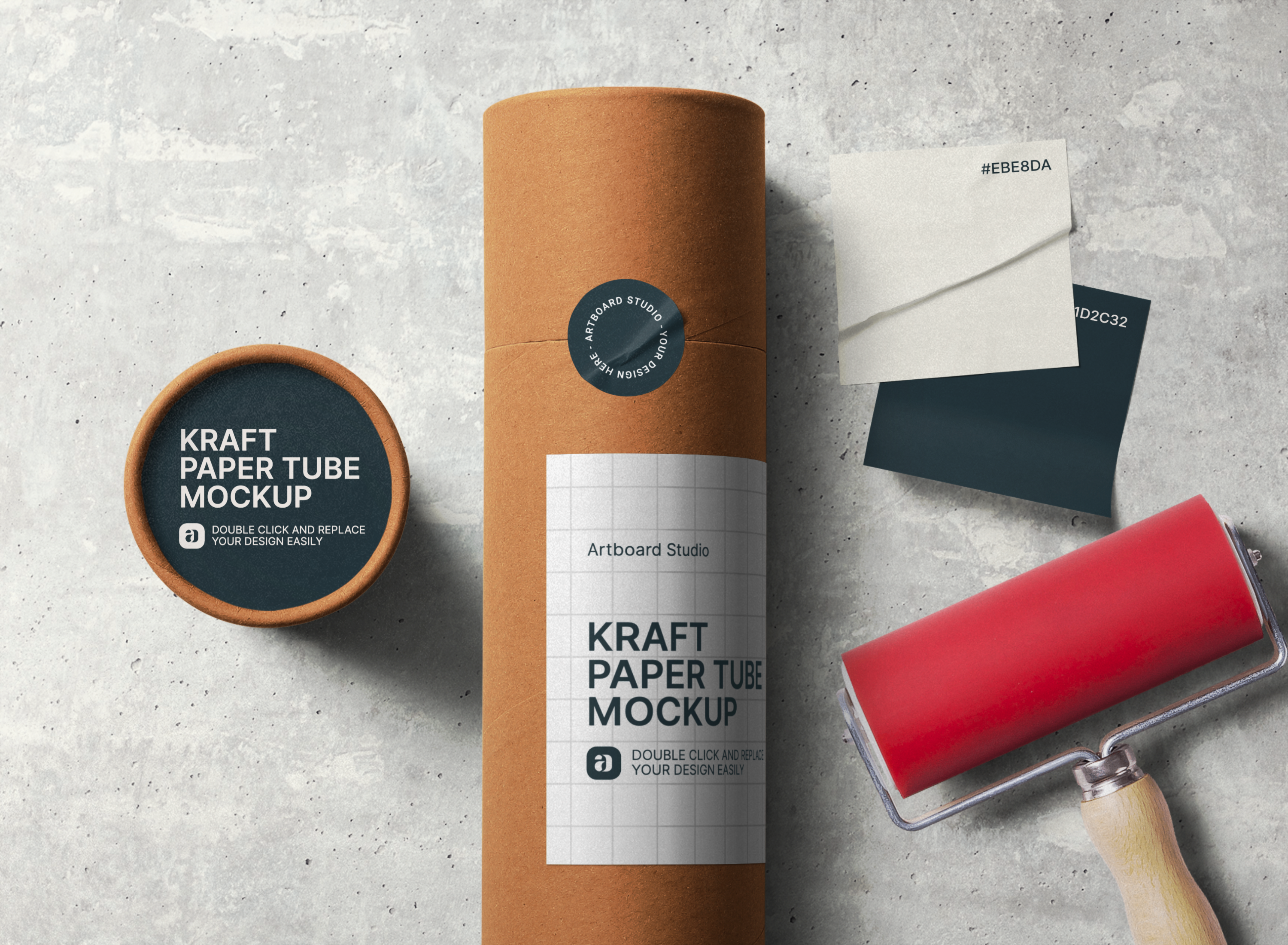 Download Free Paper Tube Mockup Scene Free Mockup Templates Artboard Studio PSD Mockups.
