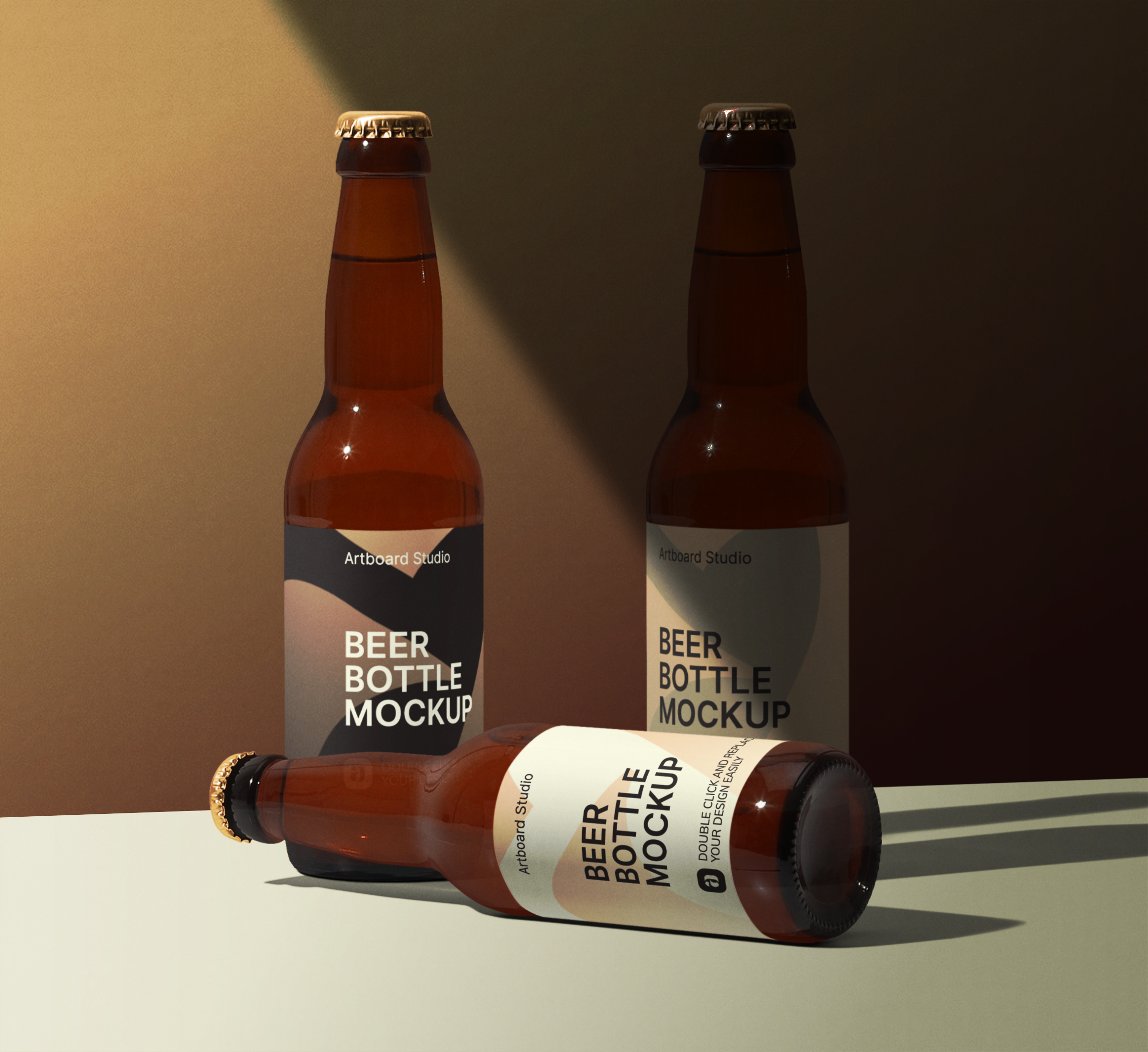 Hard Shadow Beer Bottle Package Mockup Scene Free Mockup Templates Artboard Studio