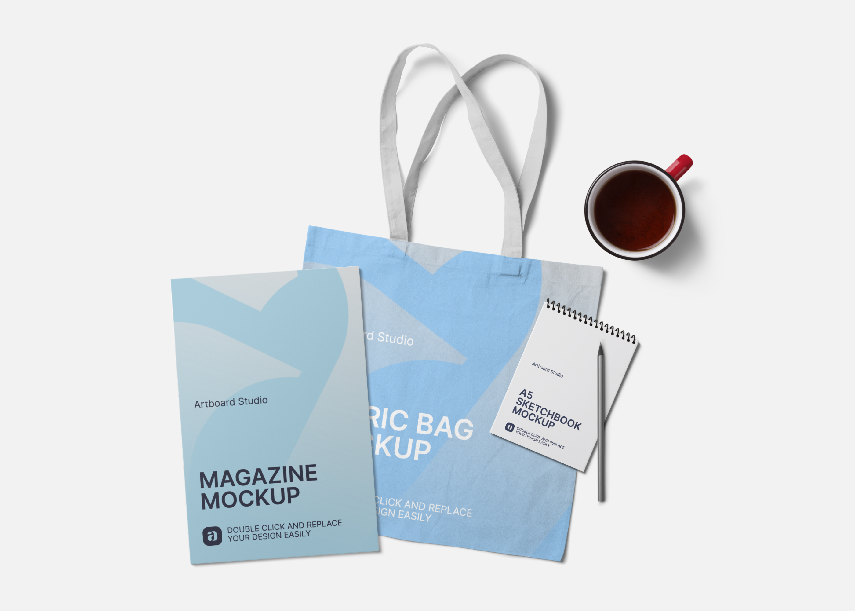 Magazine And Fabric Bag Mockup Scene Free Mockup Templates Artboard Studio